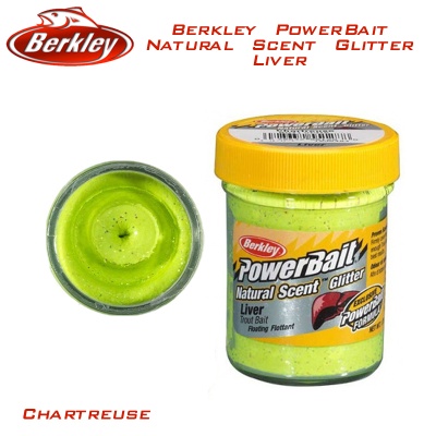 Berkley PowerBait Natural Scent Glitter Liver Chartreuse