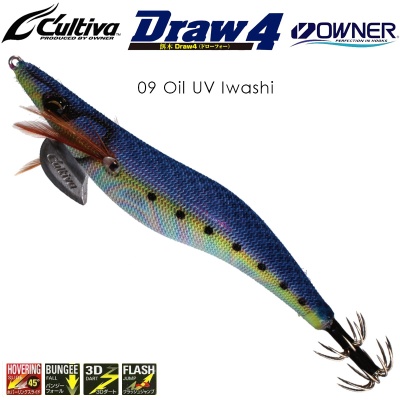 Калмарка Owner Draw4 EXP EGI Squid Jig 3.5 #09 Oil UV Iwashi