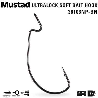 Офсетови куки Mustad Ultralock Soft Bait Hook 38106NP-BN