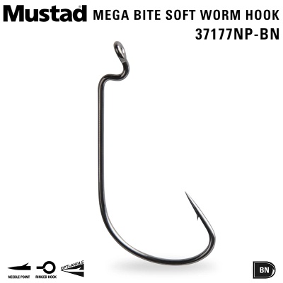 Офсетови куки Mega Bite Soft Worm Hook 37177NP-BN
