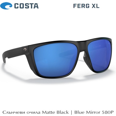 Sunglasses Costa Ferg XL | Matte Black | Blue Mirror 580P