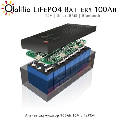 LiFePO4 аккумулятор Olalitio 12V 100Ah | Smart BMS | Bluetooth